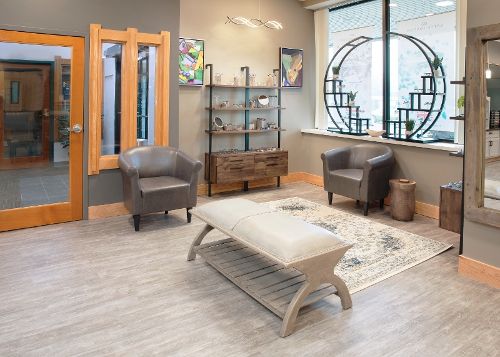 waiting room with bench